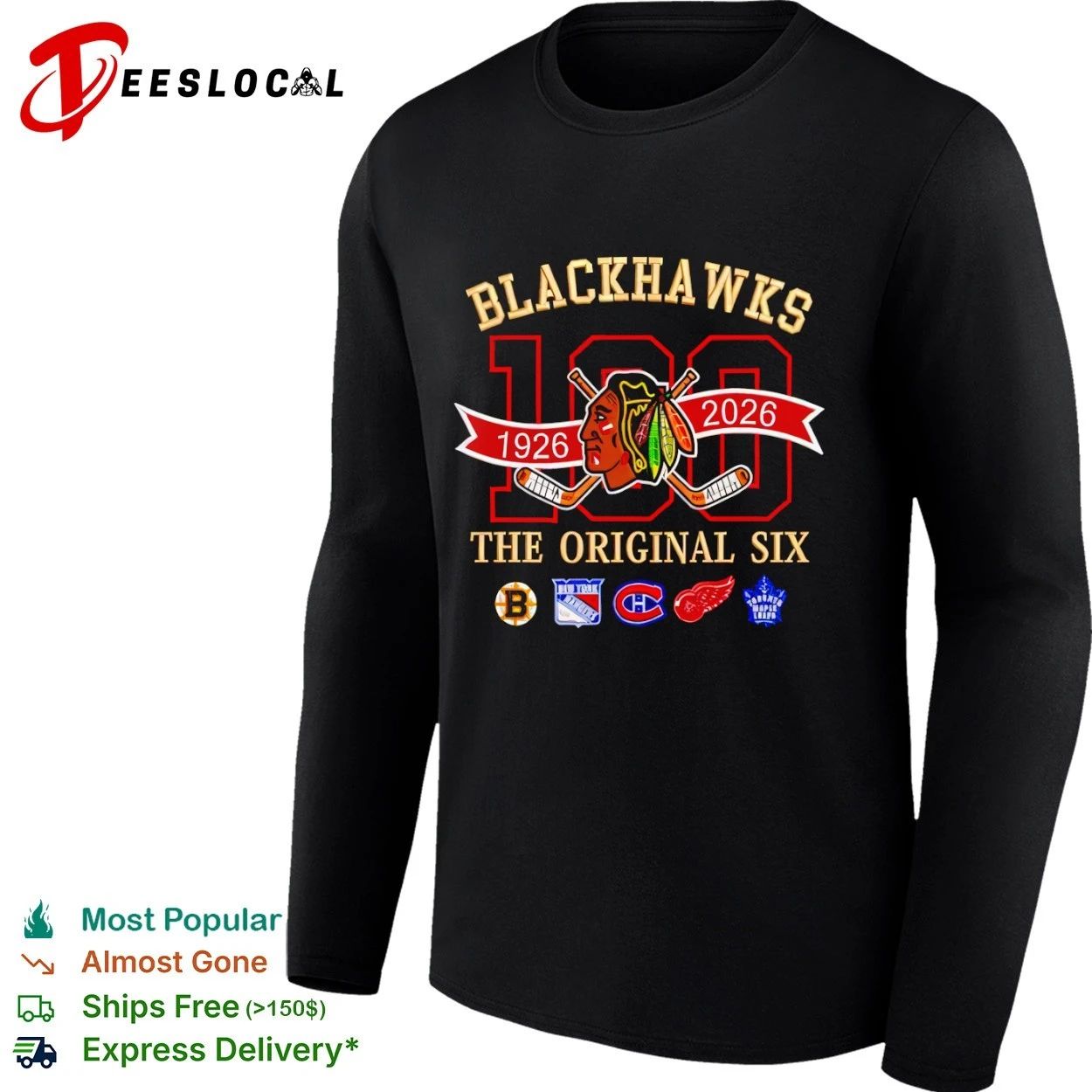 Blackhawks 100 1926 2026 The Original Six T-shirt