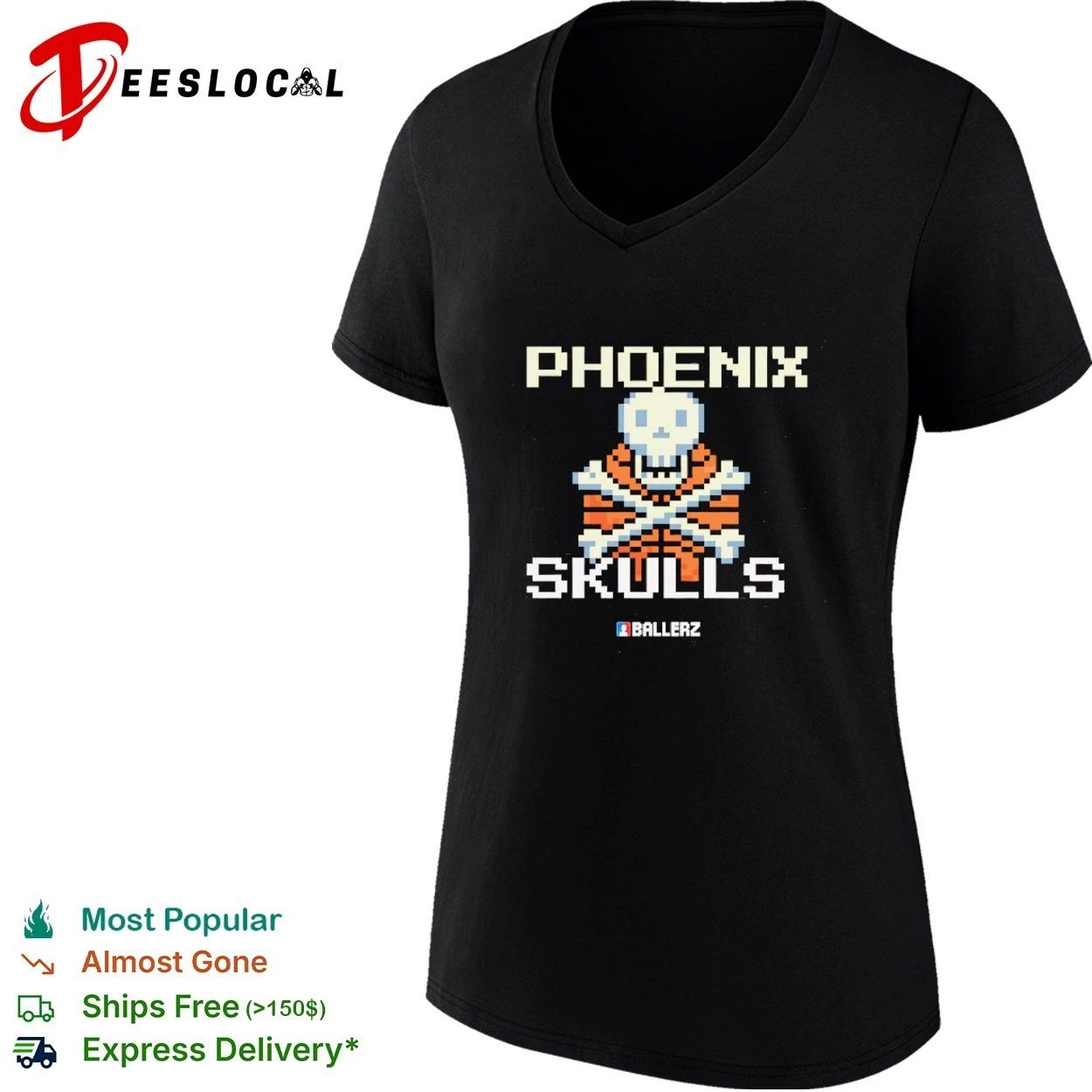 Phoenix Skulls Ballerz Basketball Pixel Art T-shirt