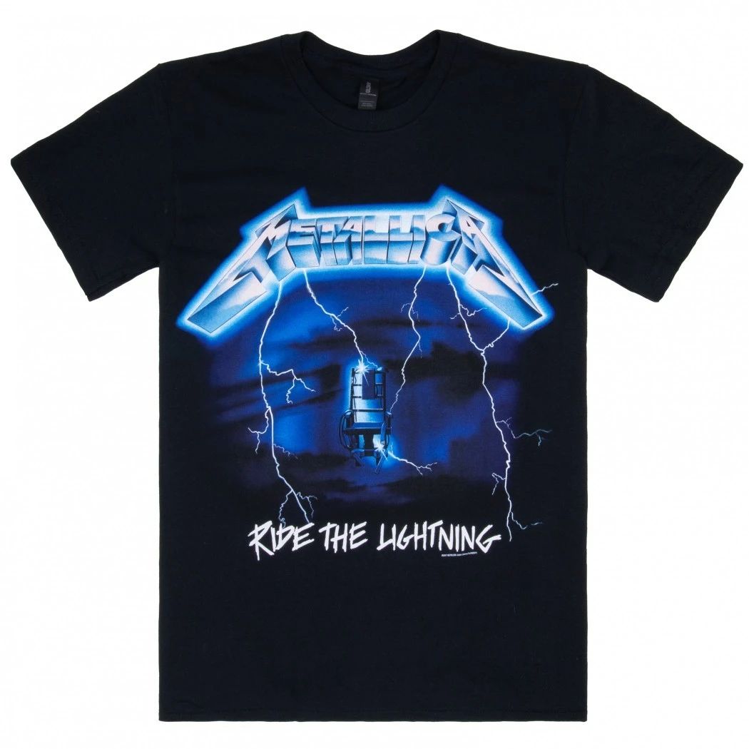 Metallica Ride the Lightning Album T-Shirt – Electric Chair Lightning Graphic Tee – Black Cotton Rock Merchandise