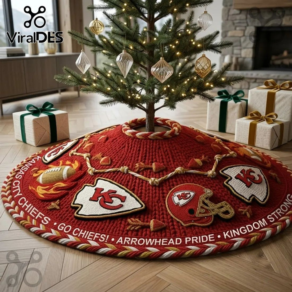 Kansas City Chiefs Knitted Holiday Christmas Tree Skirt