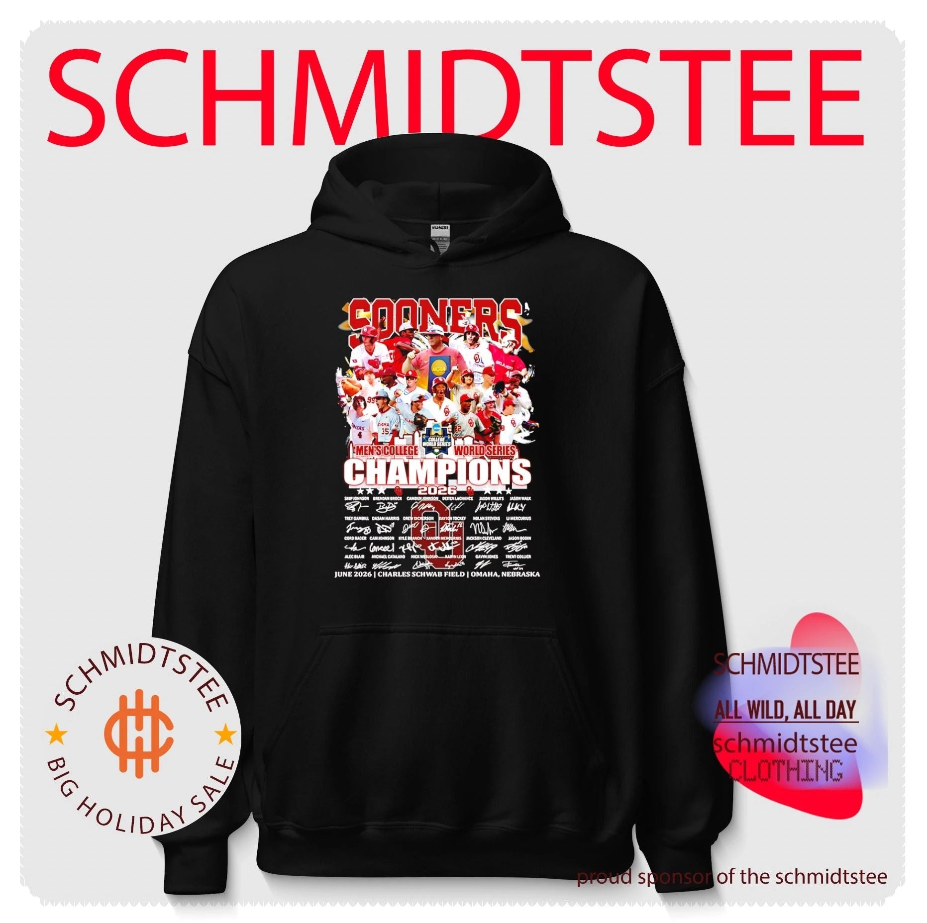 Oklahoma Sooners baseball 2026 MCWS Champions all player signature shirt