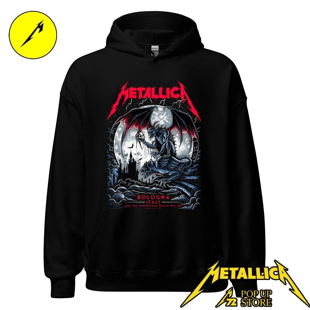 Metallica M72 Tour Bologna Concert Merch – Gargoyle Skull Limited Edition Tee
