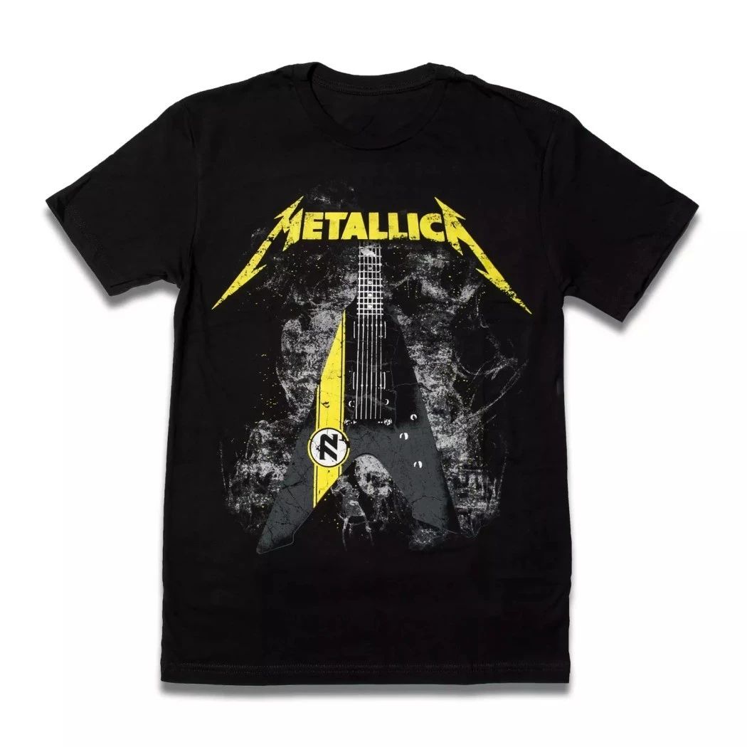 Metallica James Hetfield M72 Vulture Yellow Guitar Black T-Shirt