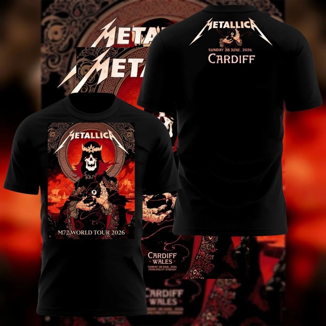 Metallica M72 World Tour Principality Stadium Cardiff Wales Sunday June 28 2026 2-Sided Concert Merch Shirt