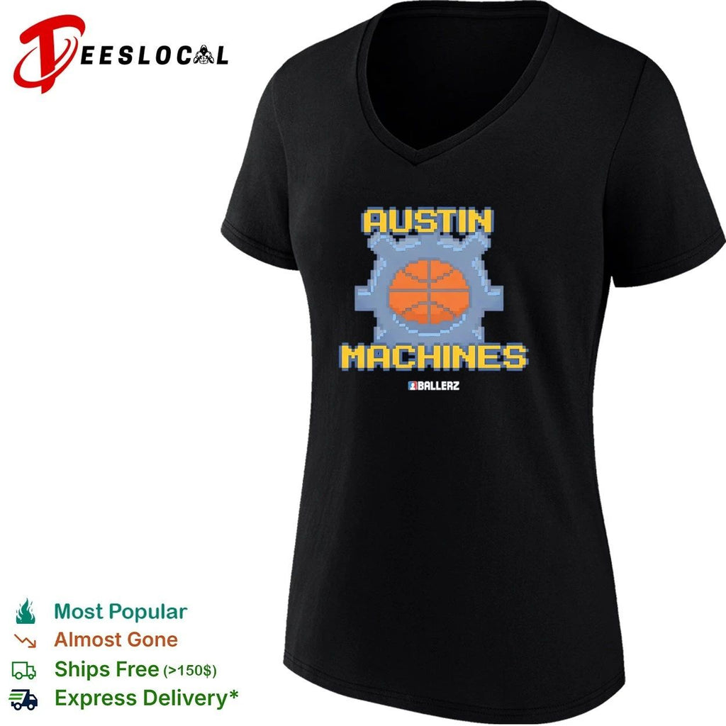 Austin Machines Ballerz basketball pixel art T-shirt