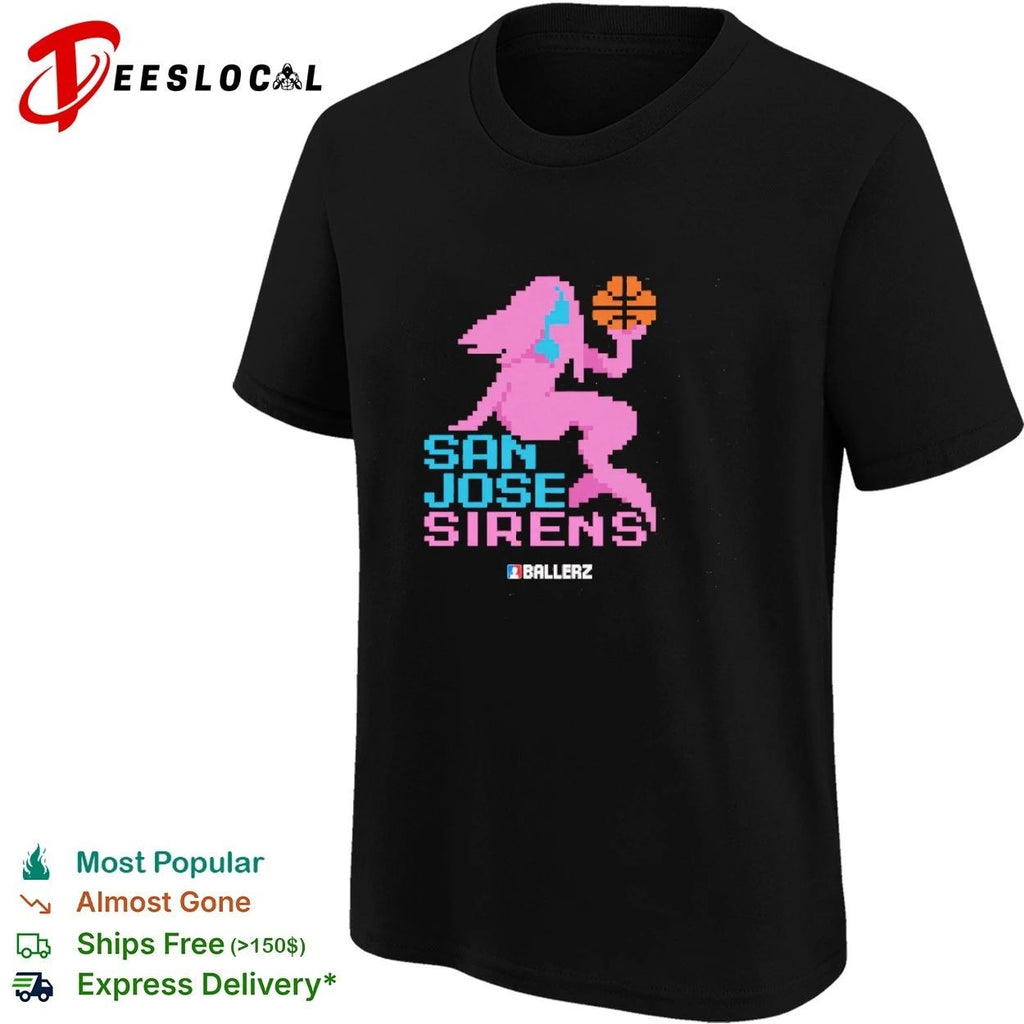 San Jose Sirens Ballerz basketball pixel art T-shirt