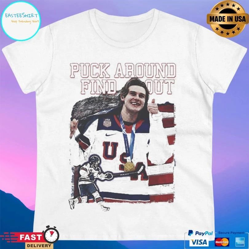 Jack Hughes Puck Around Find Out Champions 2026 T-shirts