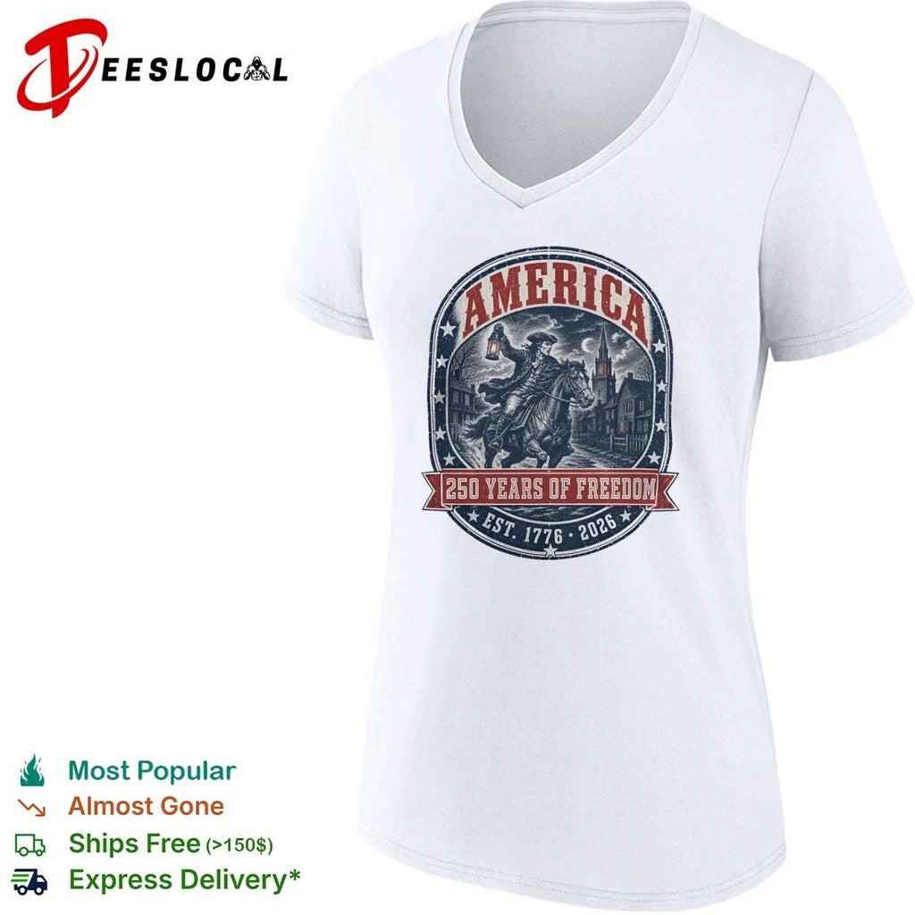 America Paul Revere Midnight Ride 250 Years of Freedom Est 1776 2026 T-shirt