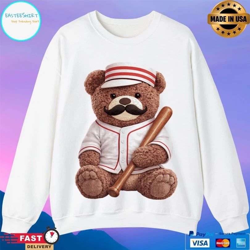 Baseball Bear Mustache T-shirts