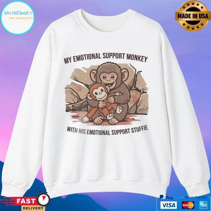 Punch Macaque Monkey My Emotional Support Monkey With His Emotional Support Stuffie 2026 T-shirts