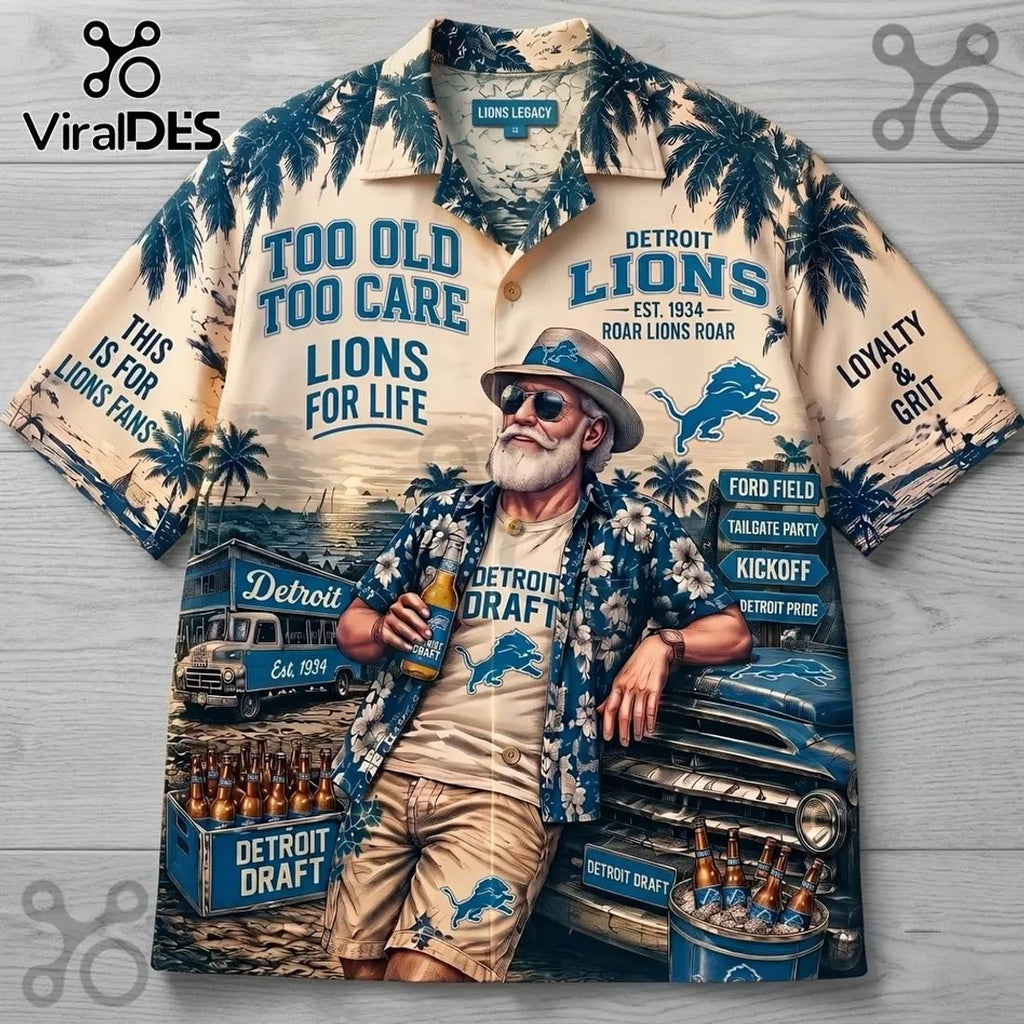 Detroit Lions Tropical Pattern Hawaiian Shirt