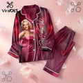 Marilyn Monroe 100th Anniversary Burgundy Satin Pajama Set