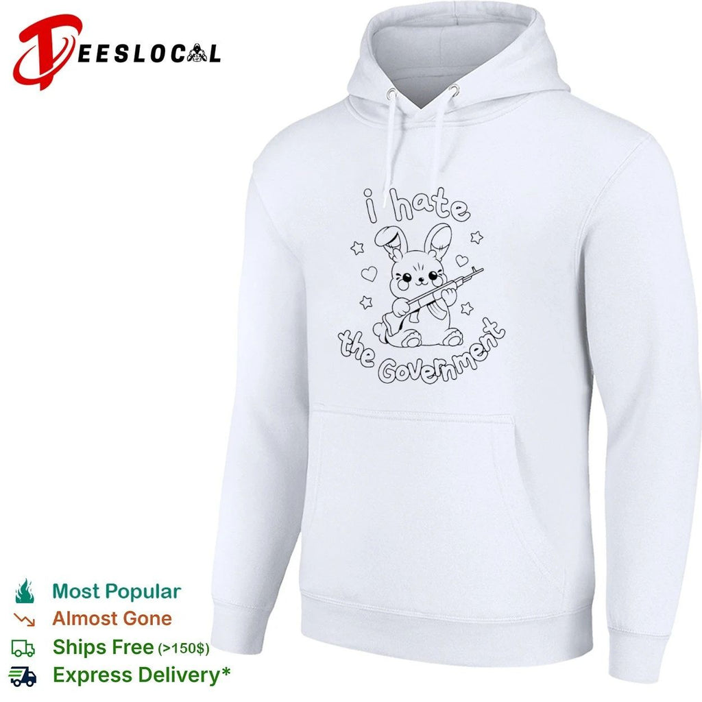 I Hate the Government Bunny with Gun anarchist aesthetic T-shirt