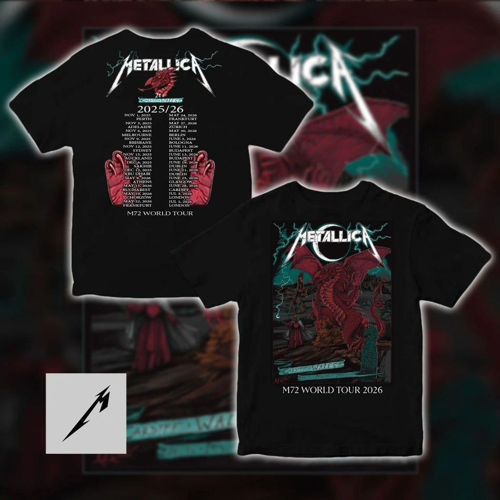 Metallica M72 World Tour Cardiff Wales June 28 2026 Red Dragon Schedule T-Shirt