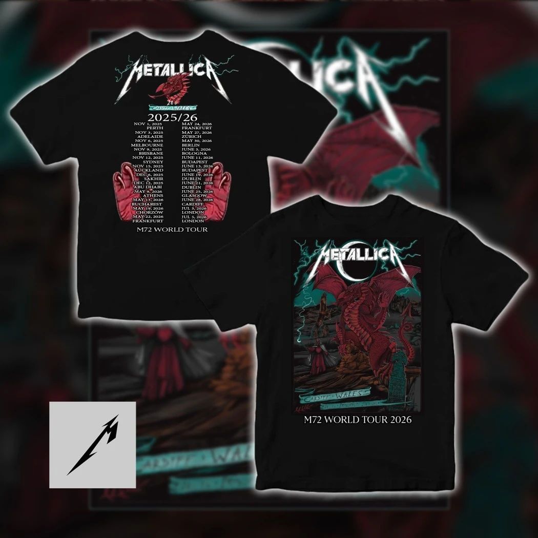 Metallica M72 World Tour Cardiff Wales June 28 2026 Red Dragon Schedule T-Shirt