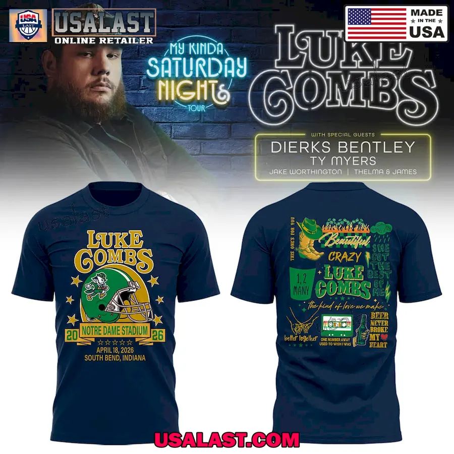 Notre Dame Stadium x Luke Combs My Kinda Saturday Night Tour Hoodie T-Shirt