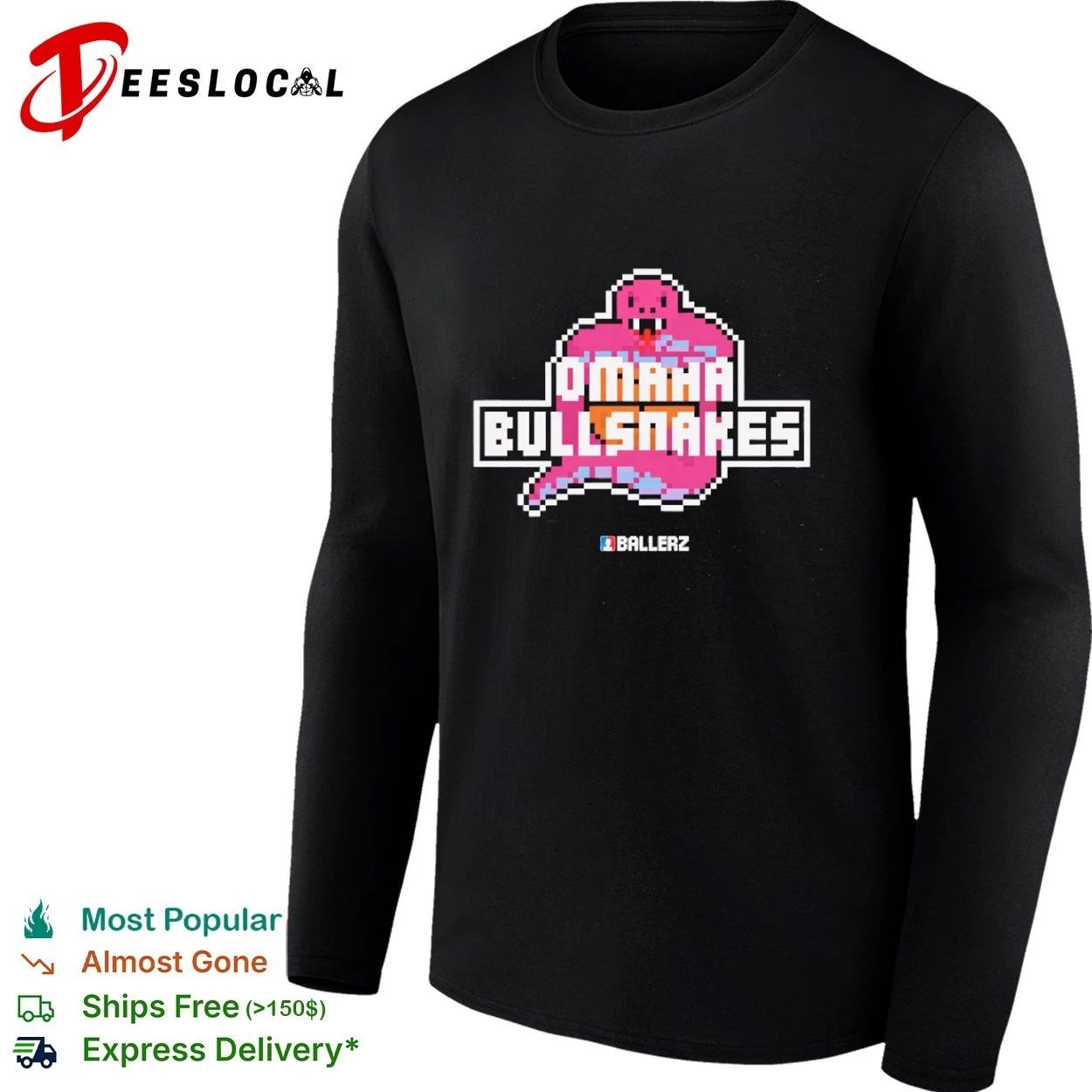 Omaha Bullsnakes Ballerz Pixel Art Snake T-shirt