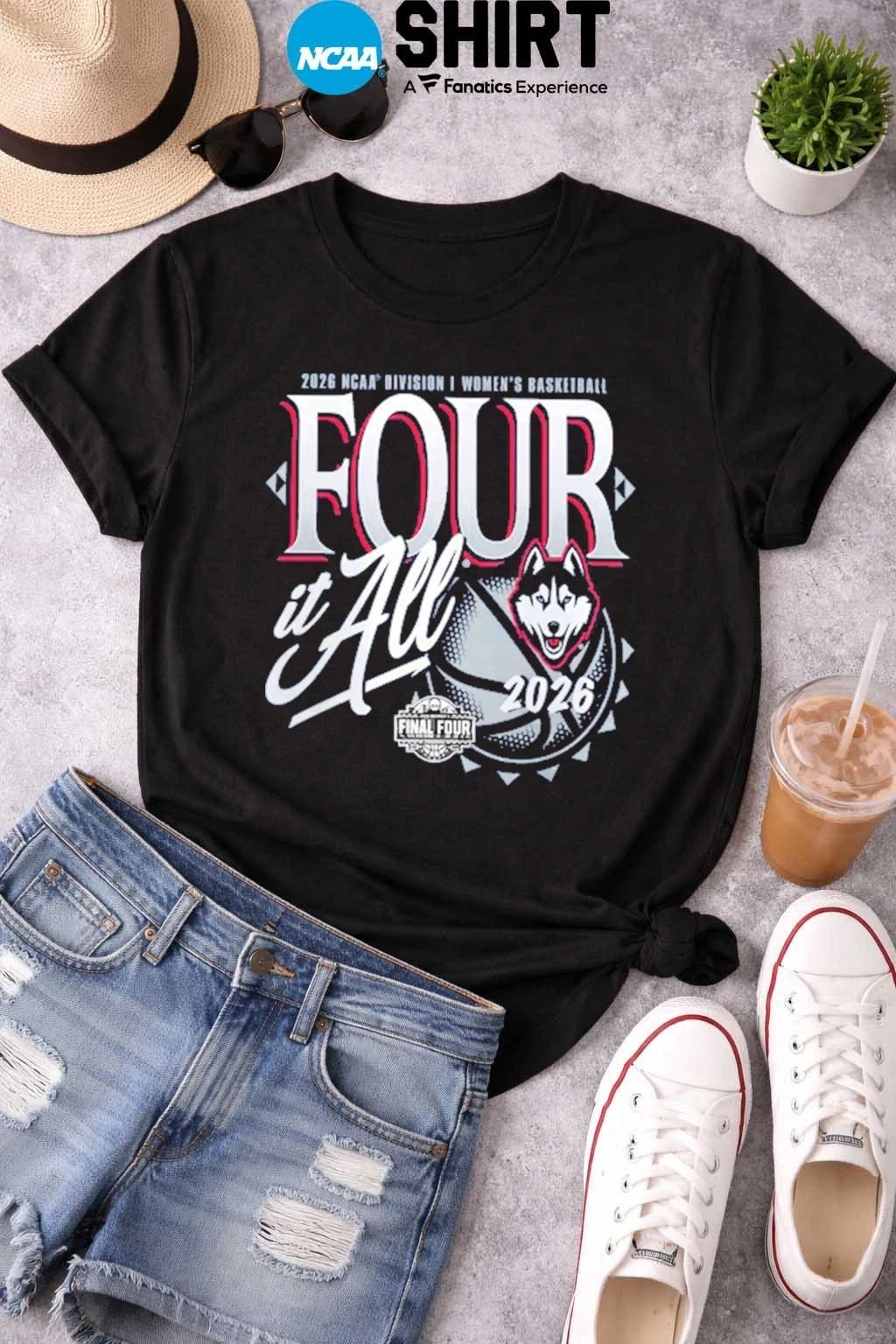 UConn Huskies 2026 NCAA Women’s Basketball March Madness Final Four It All T-Shirt