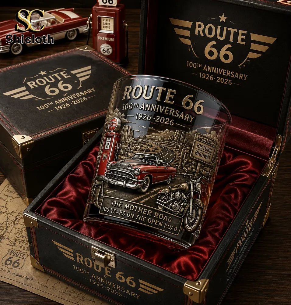 Route 66 The Mother Road 1926-2026 100 Years Of Open Road Whiskey Glass