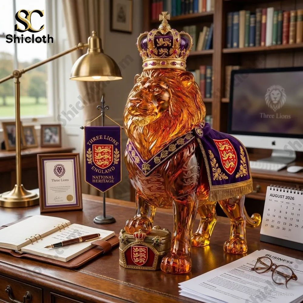 Three Lion England National Heritage Crown Royal Whiskey Lion Bottle