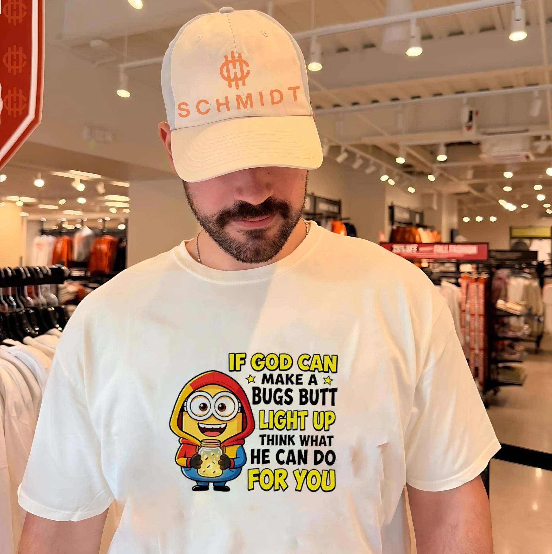 If God can make a bugs butt light up think what he can do for you Minion shirt