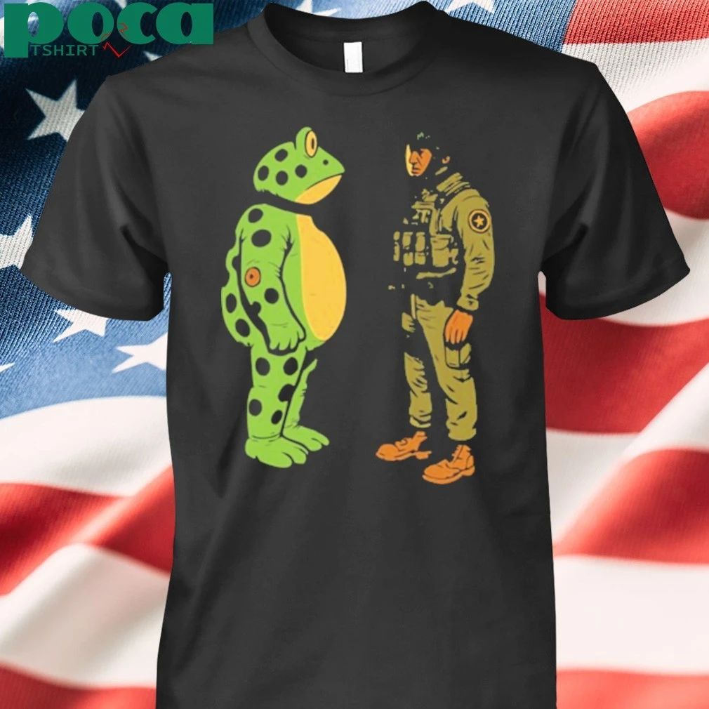 Portland Frog Frogs Against Fascism Frog vs Soldier T-shirt
