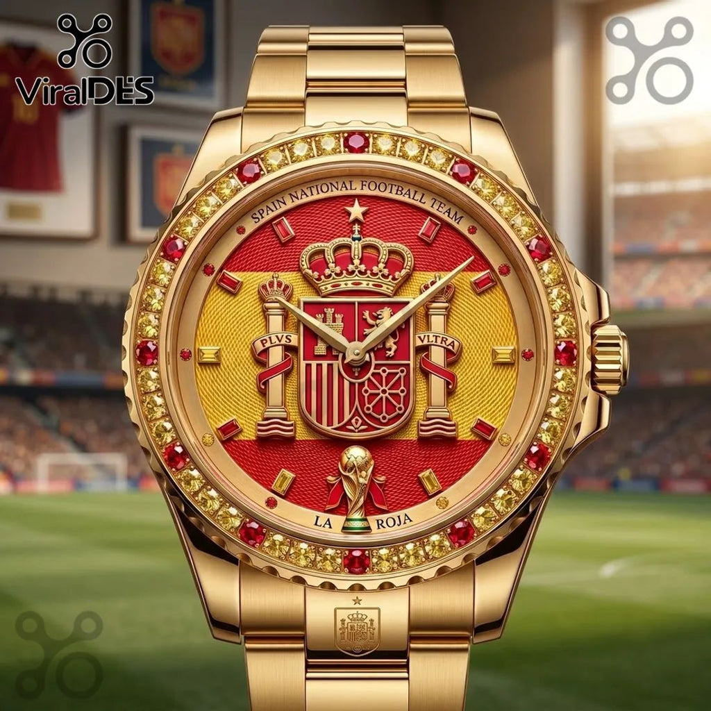 Spain National Football Team Gold Luxury Watch