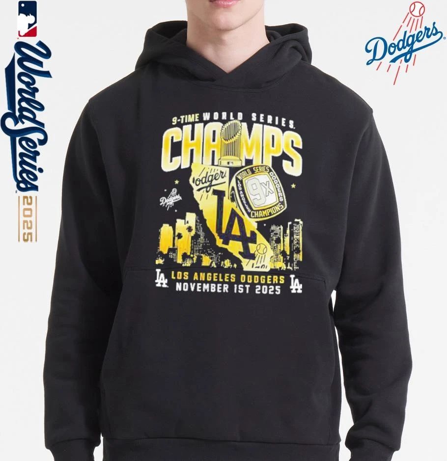 Los Angeles Dodgers 9-Time World Series Champions World Rings T-Shirt