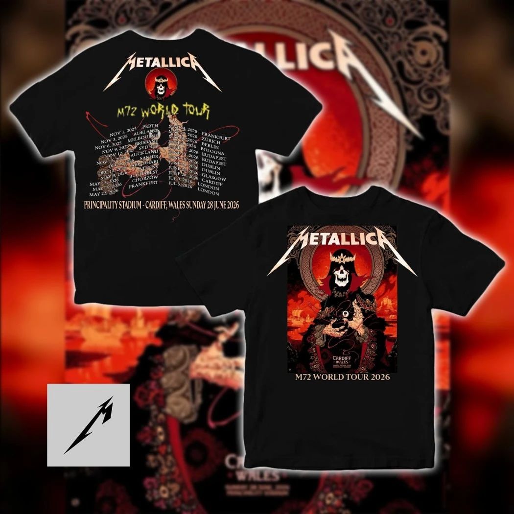 Metallica M72 World Tour Principality Stadium Cardiff Wales Sunday 28 June 2026 Peter Diamond European Concert Shirt