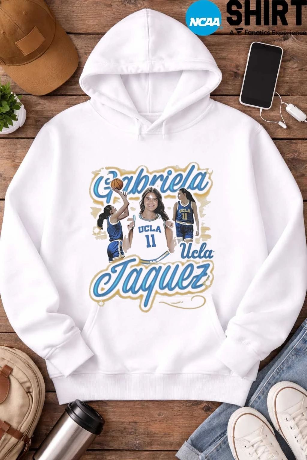 Gabriela Jaquez UCLA Bruins Youth White NIL Illustrated Fashion Player T-Shirt