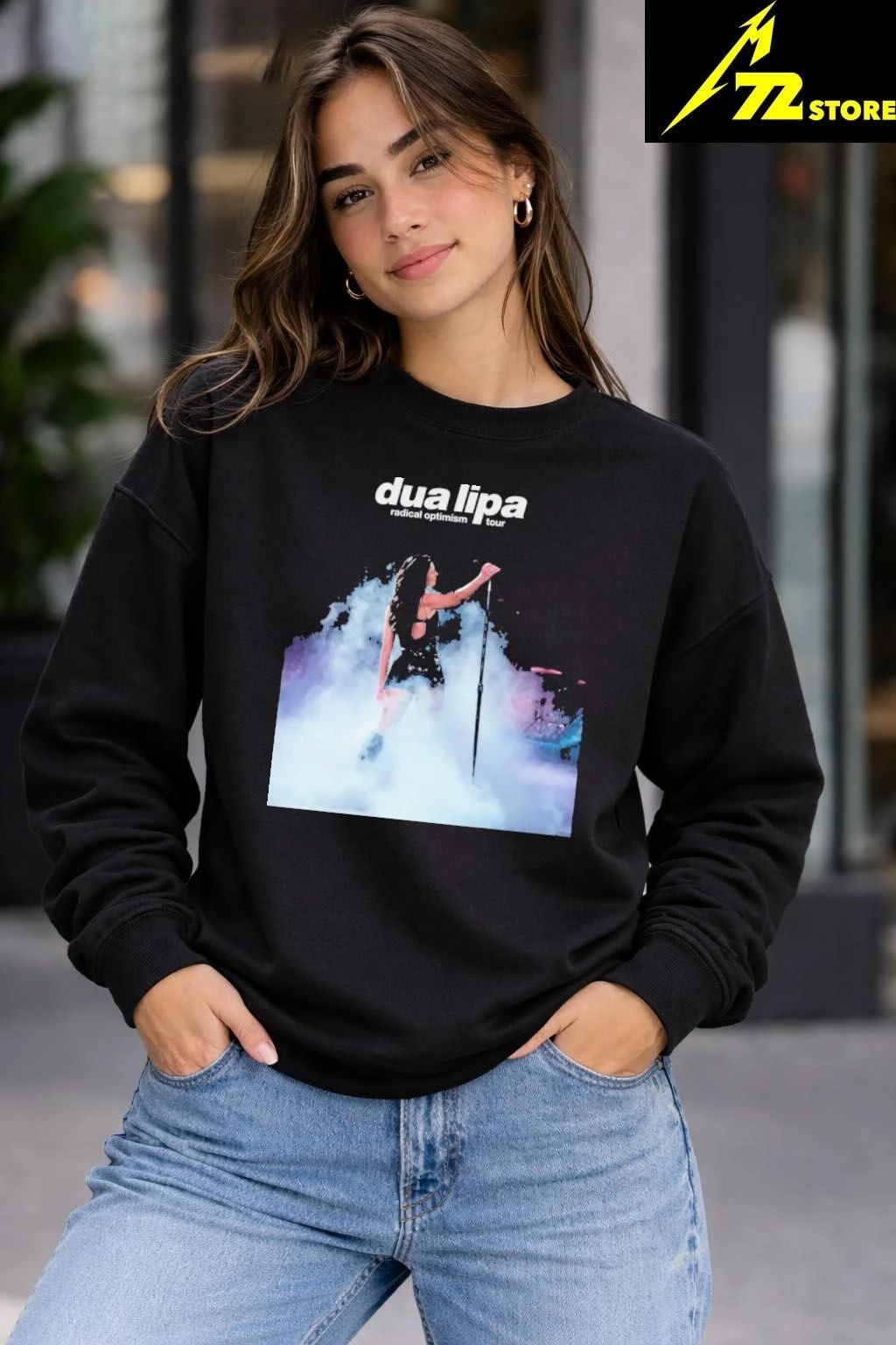 Dua Lipa Print Round Neck Shirt