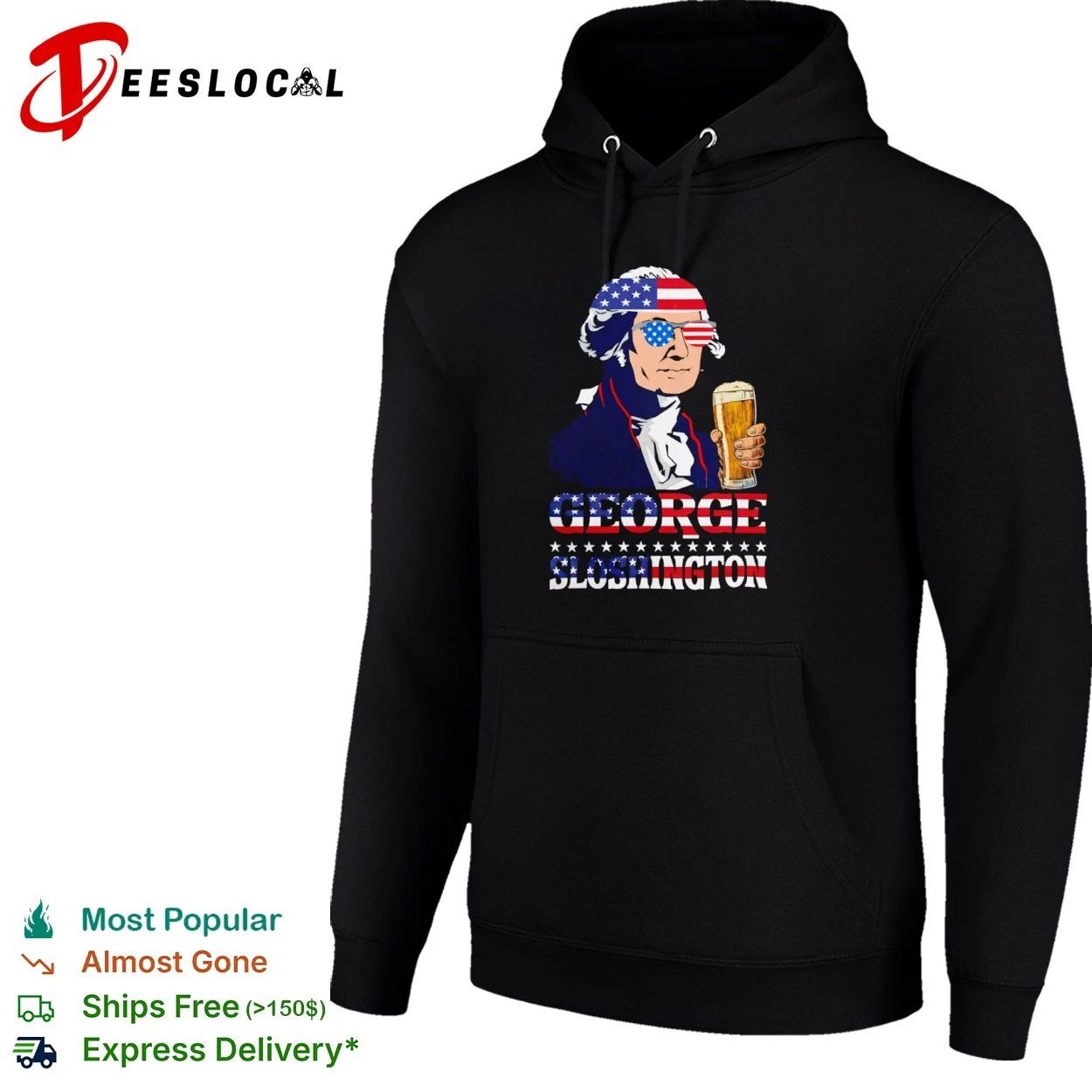 George Sloshington American Flag Sunglasses Beer T-shirt
