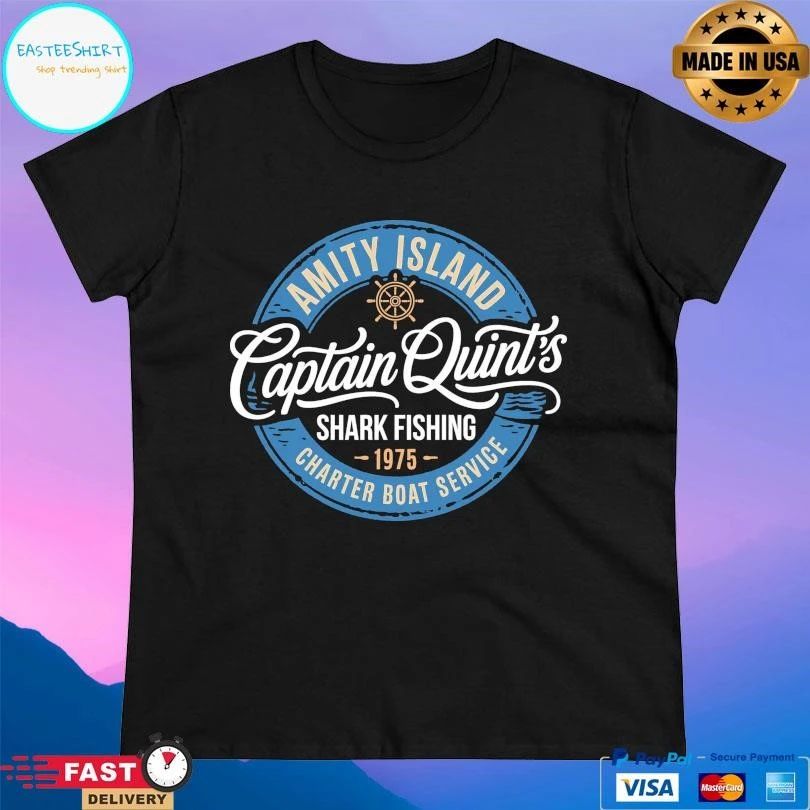 Captain Quint’s Shark Fishing 1975 Amity Island Charter Boat Service T-shirts