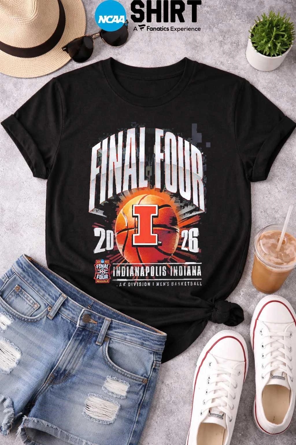 Illinois Fighting Illini Men’s Basketball 2026 NCAA D1 Tournament Final Four Indiana T-Shirt