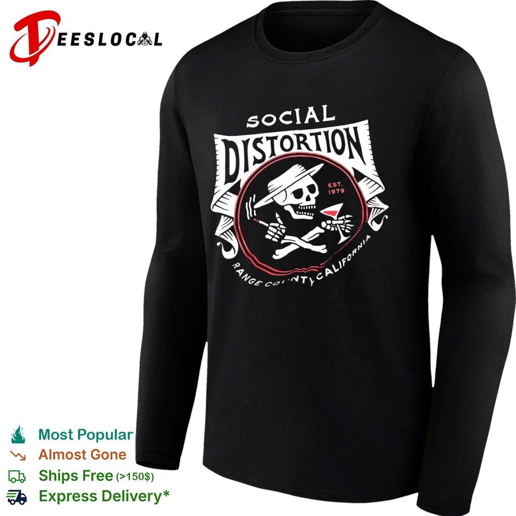 Social Distortion Est 1979 Range County California Skull Martini T-shirt