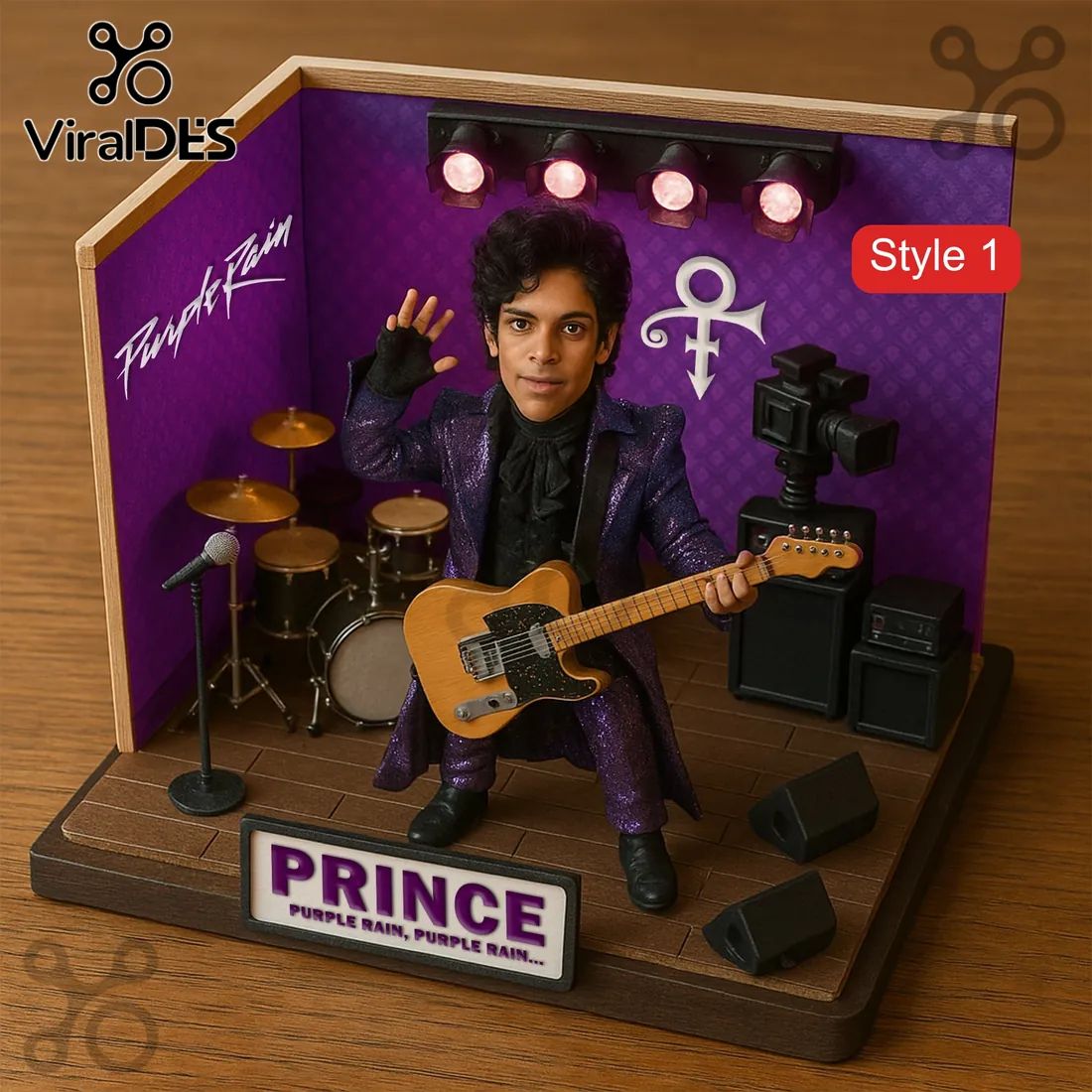 Prince Purple Rain Diorama Desktop Figurine