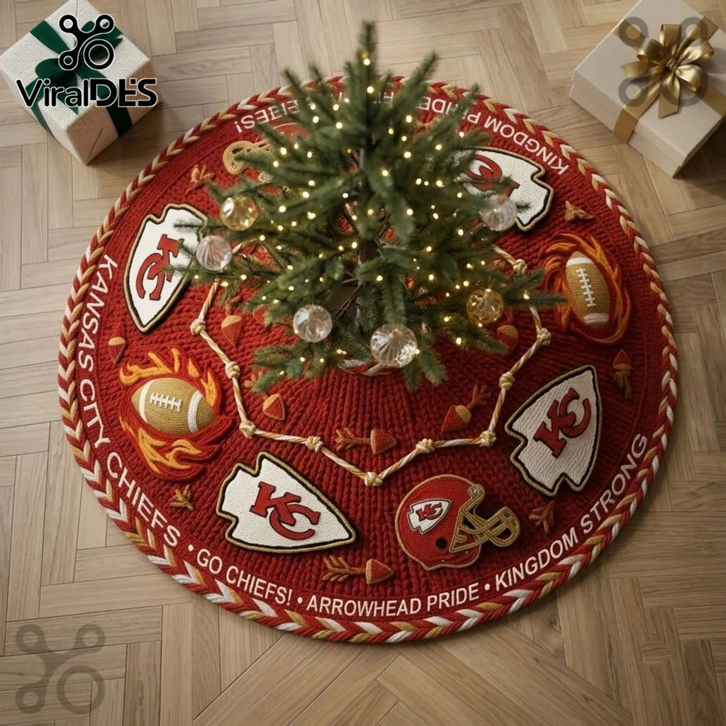 Kansas City Chiefs Knitted Holiday Christmas Tree Skirt