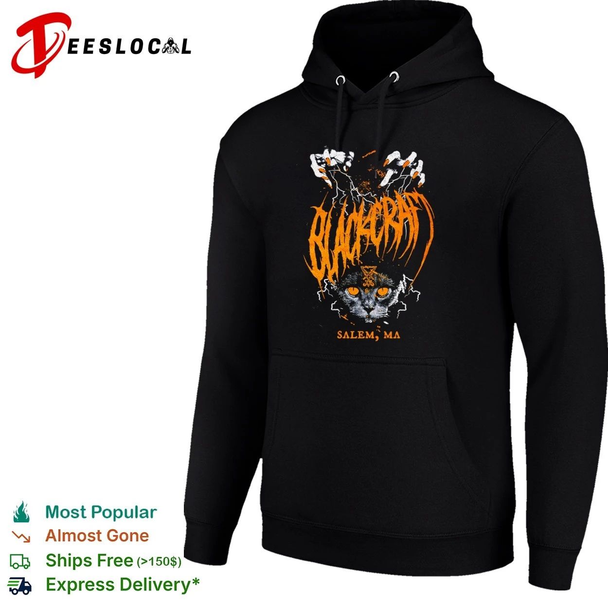 Blackcraft Salem MA Cat Gothic Apparel T-shirt