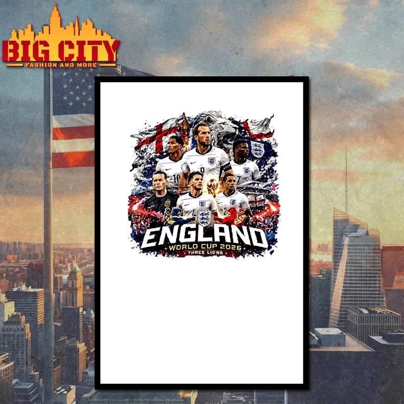 Cinematic England Three Lions World Cup 2026 Squad T-Shirt