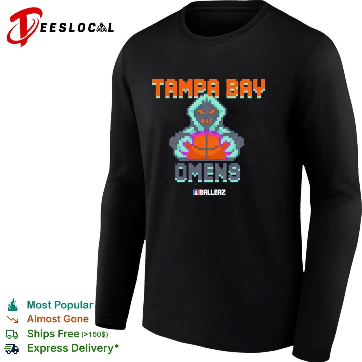 Tampa Bay Omens Ballerz basketball pixel art T-shirt