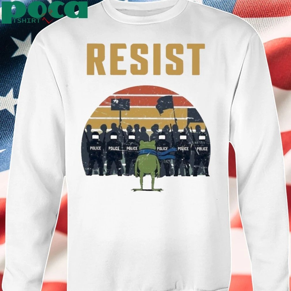 Resist Police portland Frog Protest Sunset Vintage T-shirt