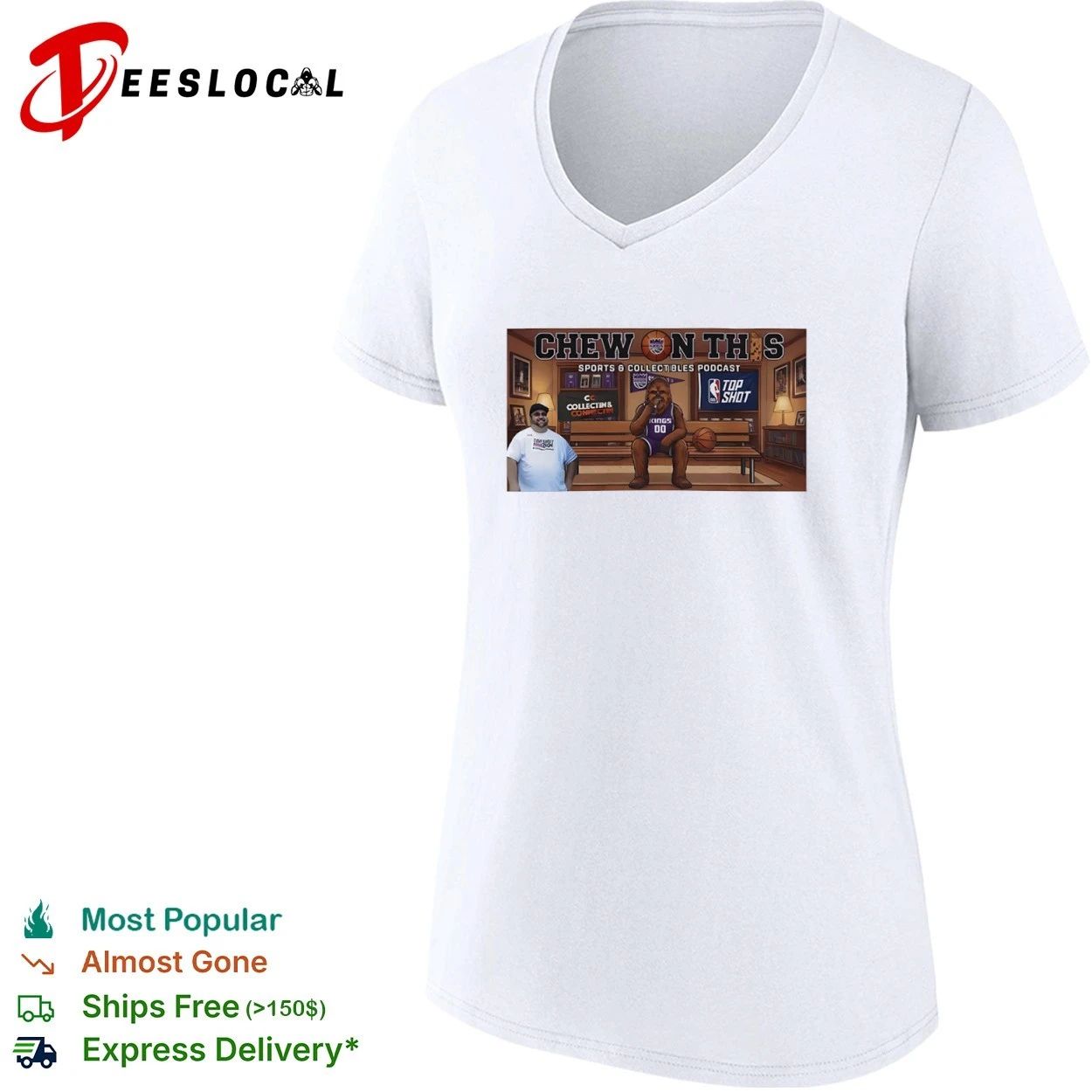 Chew on This Sports and Collectibles Podcast Sacramento Kings Chewbacca T-shirt