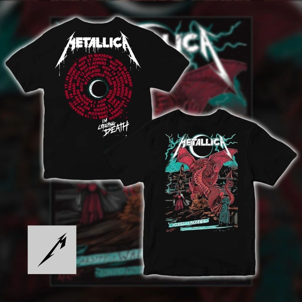 Metallica M72 Europe Tour 2026 Cardiff Wales Pop-Up Store Shirt – Duchess Of Dark Red Dragon Creeping Death Art Limited Edition Double-Sided T-Shirt