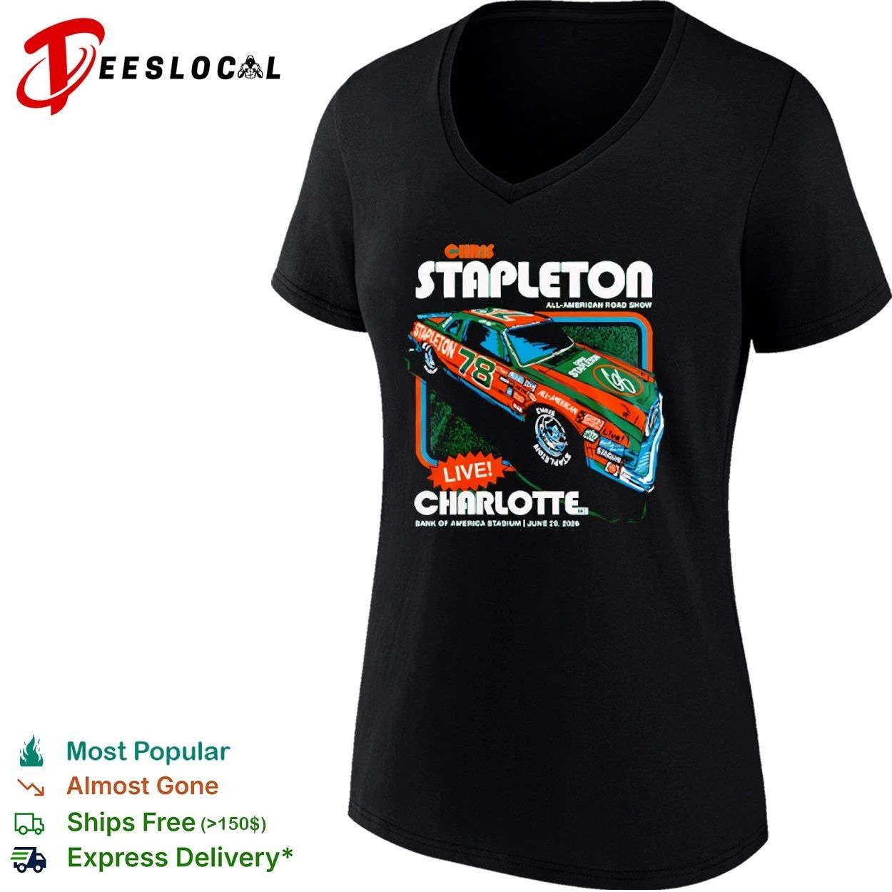 Chris Stapleton All-American Road Show Live Charlotte Bank of America Stadium T-shirt