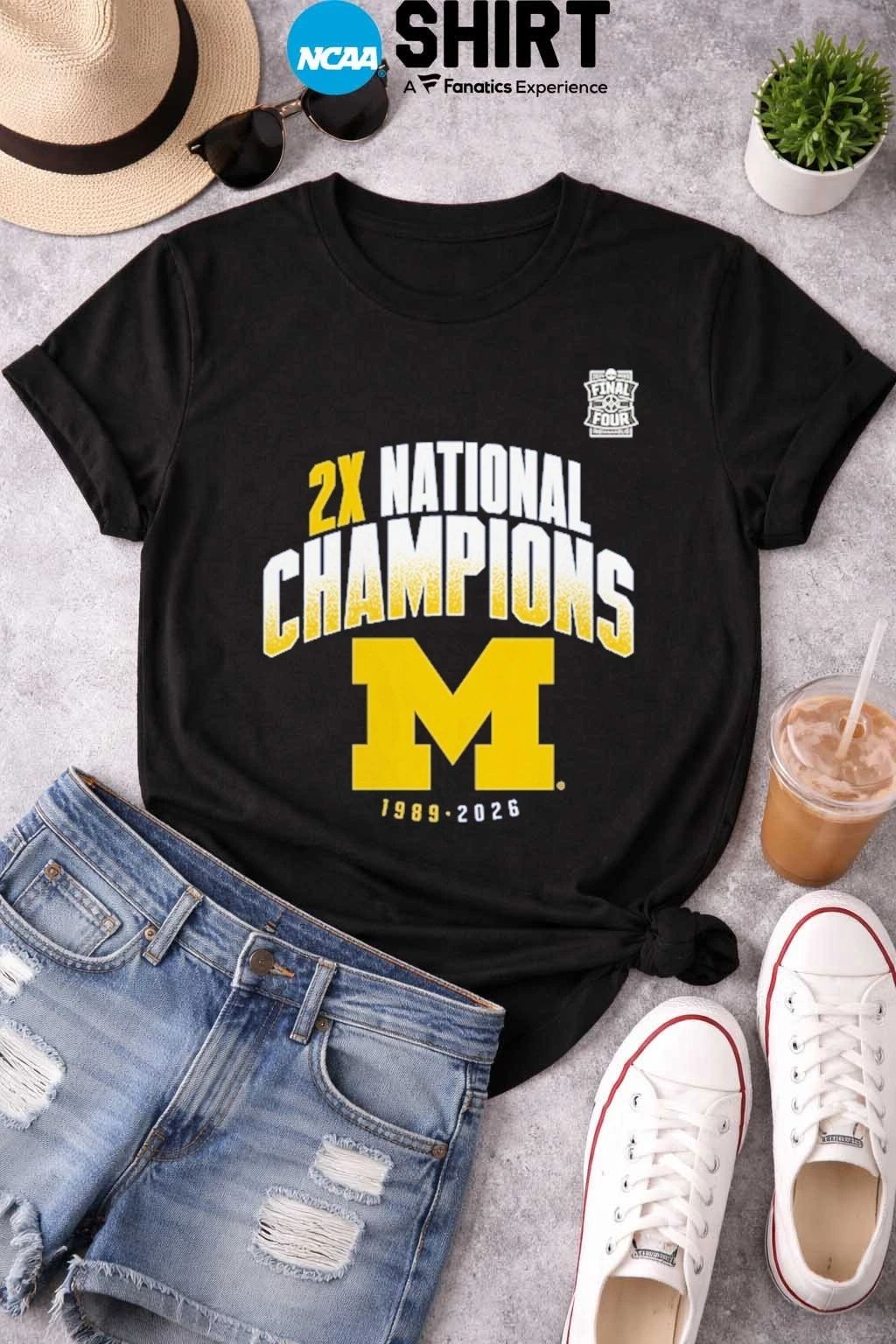 Michigan Wolverines Two-Time NCAA Men’s Basketball National Champions Post Move T-Shirt