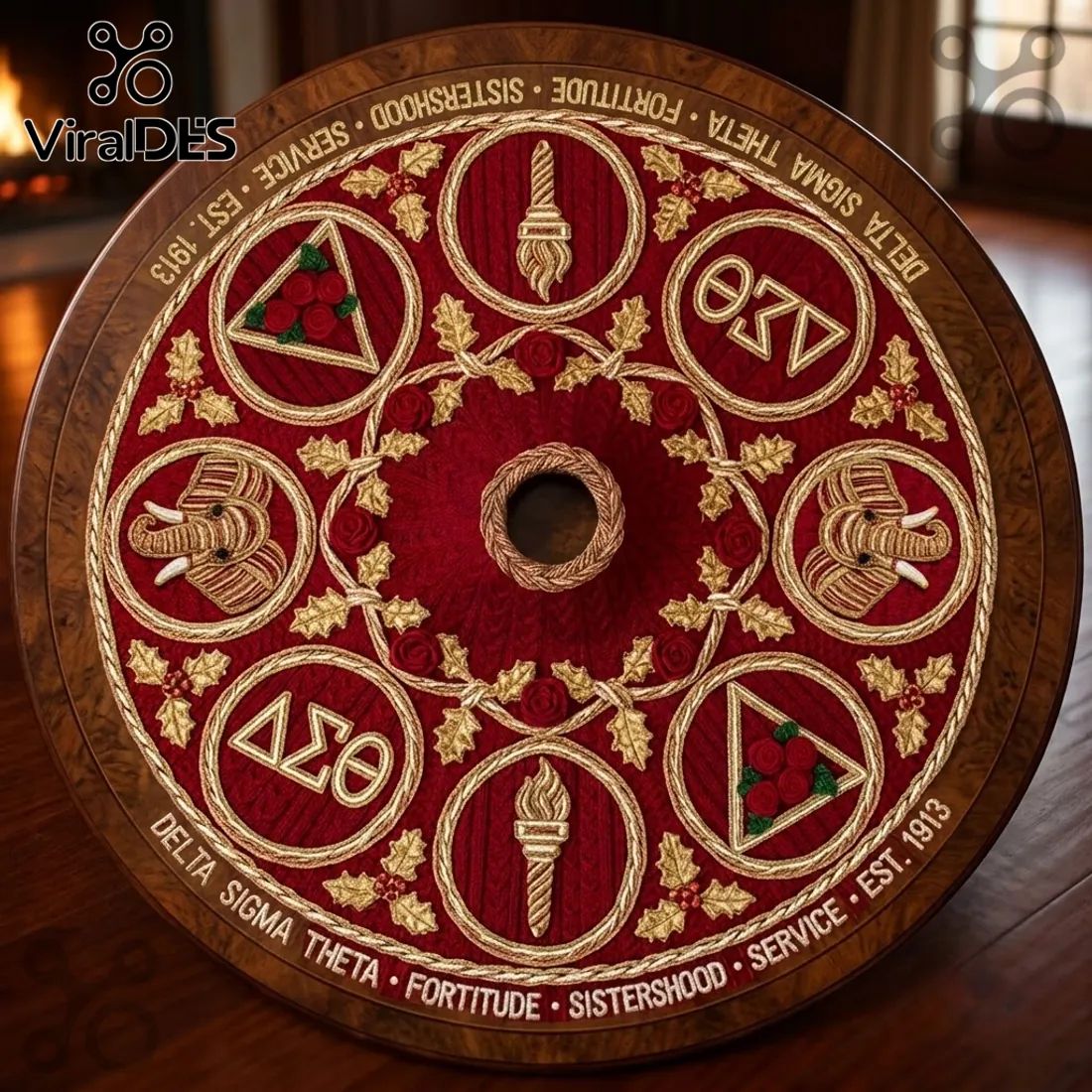 Delta Sigma Theta Velvet Christmas Tree Skirt
