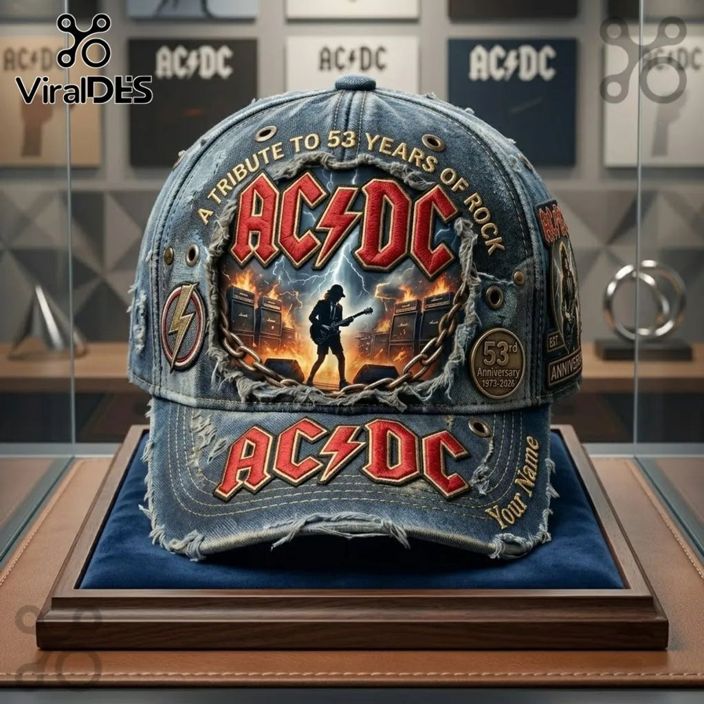 AC/DC 53rd Anniversary Custom Denim Baseball Cap