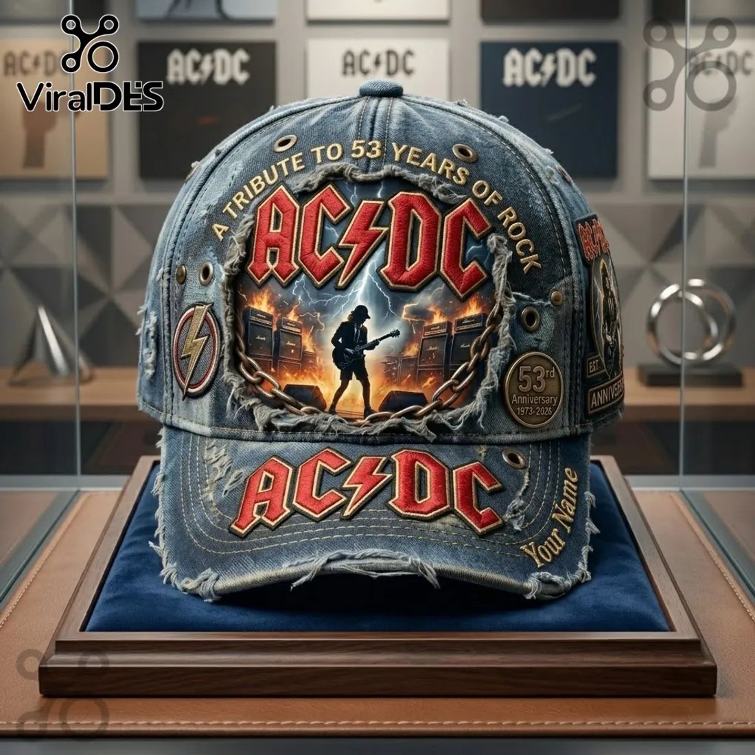 AC/DC 53rd Anniversary Custom Denim Baseball Cap