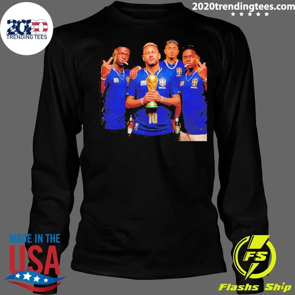 Brazil Fc Players Holding Trophy Shirt