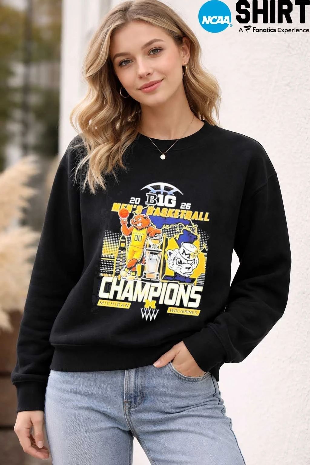 Michigan Wolverines Men’S Basketball B1G Big 10 Conference 2026 Champions Mascot T Shirt